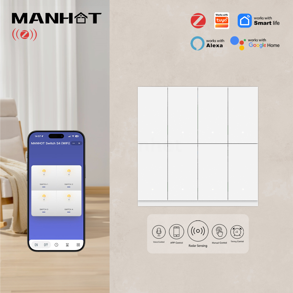 MANHOT 6/8 Gang WiFi Zigbee Sm - Smart Light Switch Wifi ulasan dan harga