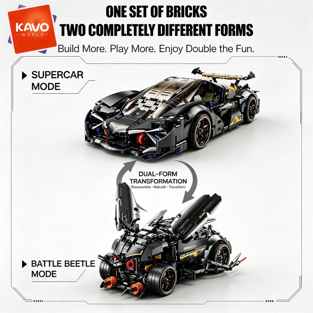 KAVOWORLD 1248pcs MOC Black Ra - Stem Robotics Kit ulasan dan harga